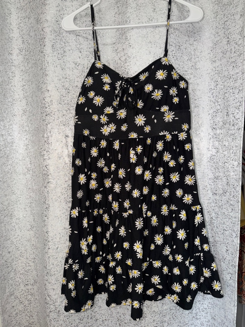 No Boundaries Black Daisy Print Spaghetti Strap Sundress